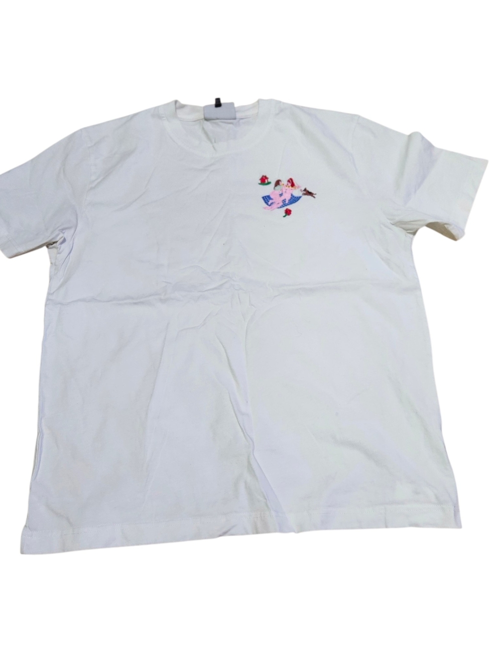 Carne Bollente Carne Meet T-Shirt White Embroidered Graphic Tee Size Large